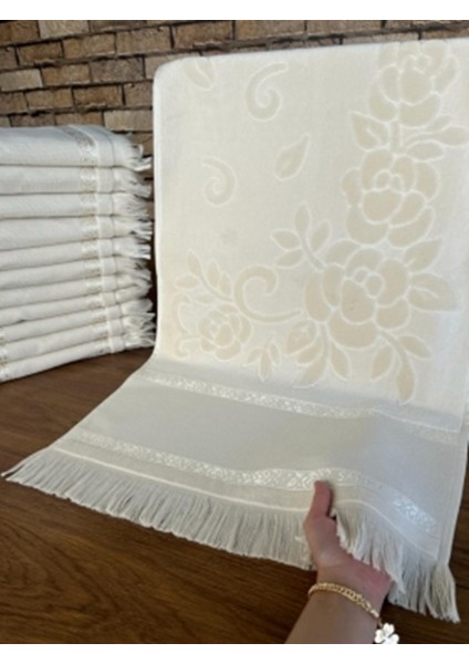 Mysoft - Beyaz - 50*90 - Etamin ve Kanaviçe Işlemelik Havlu