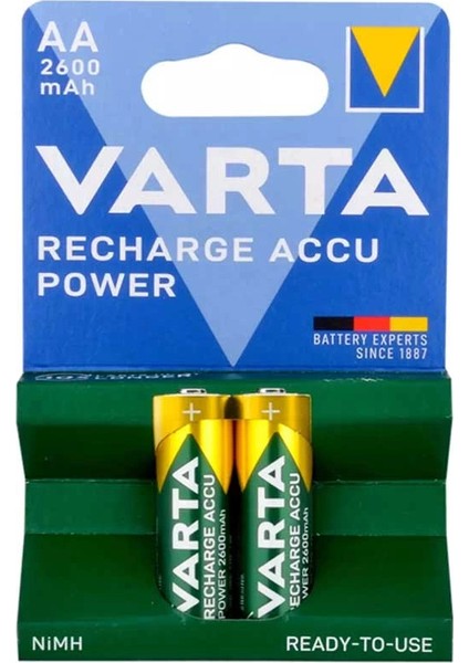 Varta Nı-Mh 1.2V 2600 Mah R2U Aa Şarjlı 2li Kalem Pil (4887)