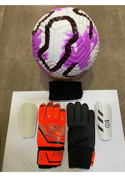 5 No Futbol Topu, Kaleci Eldiveni ve Tekmelik 3'lü Set + Pompa Hediyeli