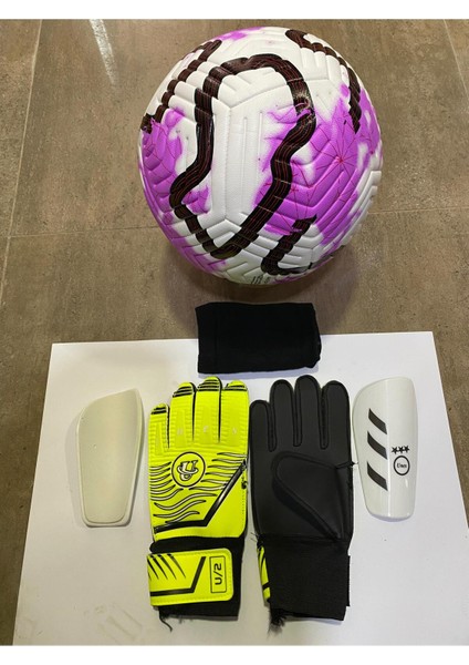 5 No Futbol Topu, Kaleci Eldiveni ve Tekmelik 3'lü Set + Pompa Hediyeli