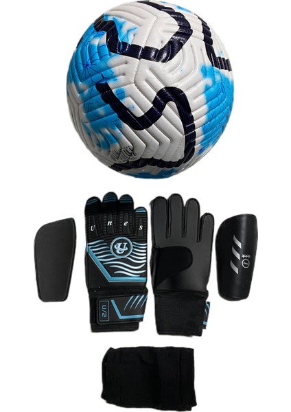 5 No Futbol Topu, Kaleci Eldiveni ve Tekmelik 3'lü Set + Pompa Hediyeli