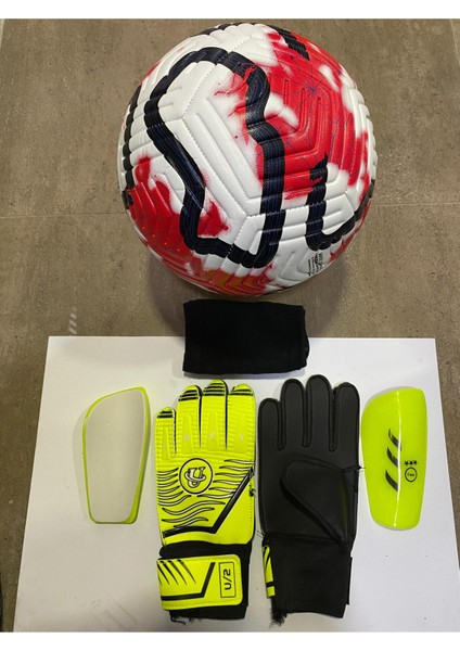 5 No Futbol Topu, Kaleci Eldiveni ve Tekmelik 3'lü Set + Pompa Hediyeli