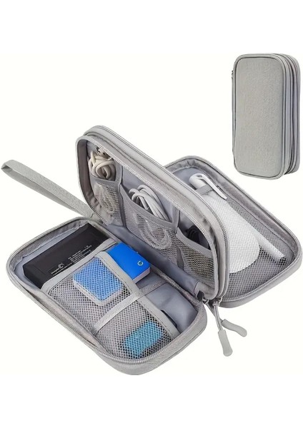 3 Katlı Dijital Aksesuar ve Kablo Düzenleyici Taşınabilir El Çantası