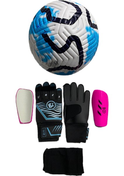 5 No Futbol Topu, Kaleci Eldiveni ve Tekmelik 3'lü Set + Pompa Hediyeli