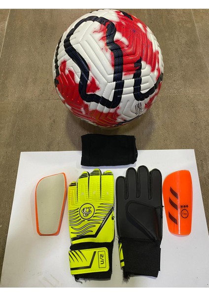 5 No Futbol Topu, Kaleci Eldiveni ve Tekmelik 3'lü Set + Pompa Hediyeli
