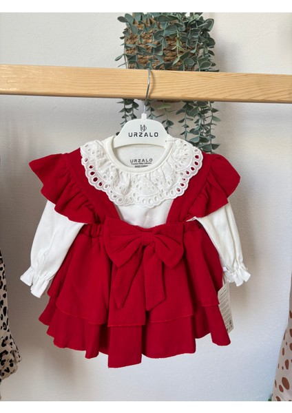 Kırmızı Kurdale Detaylı Elbise