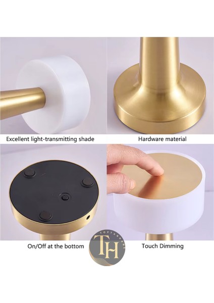 Dokunmatik Şarjlı Metal Masa Lambası 3 Işık Renkli Dekoratif LED Lamba Dimmerli Retro Aydınlatma Şık Tasarımlı Masa Lambası fiyatları