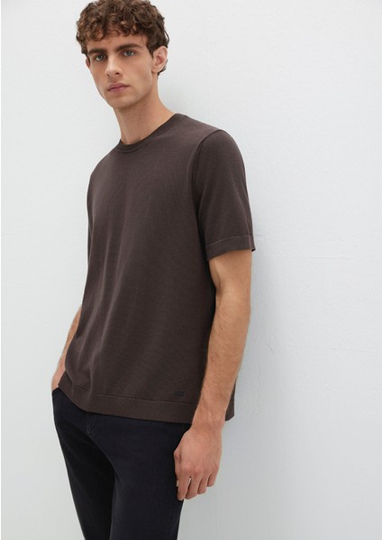 Kısa Kollu Kahverengi Triko Tişört 0710312-70219