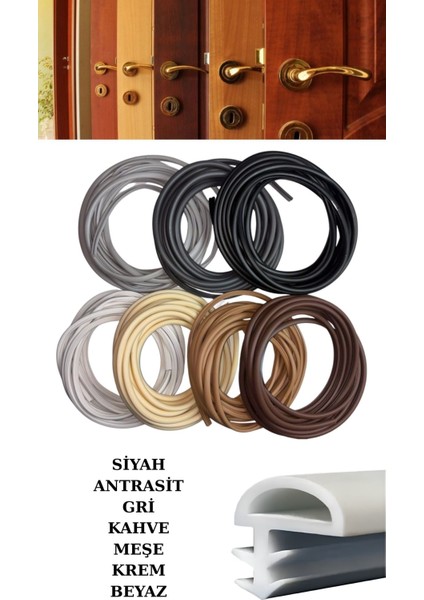 Ahşap Kapı Fitili 5 Metre Beyaz, Krem, Meşe, Kahve, Siyah, Gri ve Ant. Gri Renk Amerikan Kapı Fitil