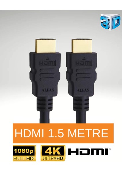 1.5 Metre HDMI Kablo | Altın Uçlu | 4K Ultra Hd 60Hz Full Hd V1.4 3D Destekli 1.5m HDMI Kablo fiyatları
