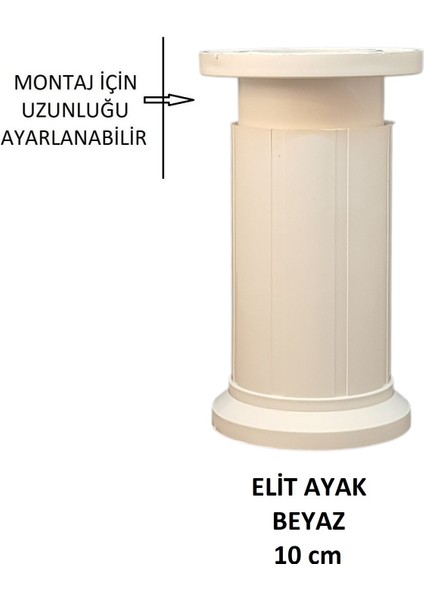Elit Ayak, 10 Cm, Beyaz, Plastik, Masa, Baza, Yatak, Koltuk, Kanepe Ayağı, Montaj Vidalarıyla modelleri