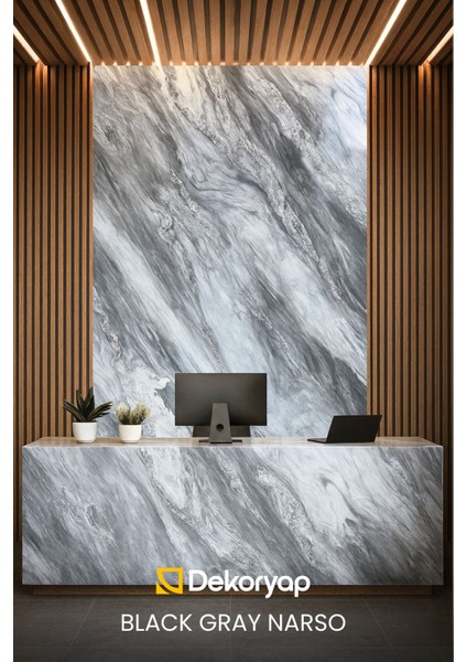 Black Gray Narso Gri Mermer Desenli Pvc Panel 122 x 244 cm fiyatları