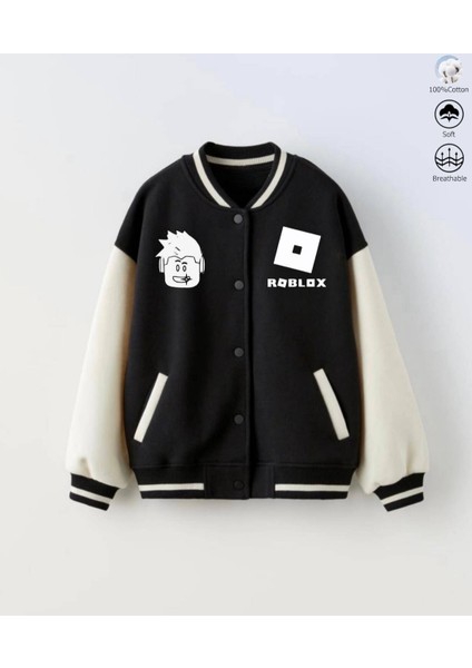 Roblox Karakter Baskı Detalı Bomber-Kolej Ceket(Şardonlu,içi Tüylü-Yumuşacık)