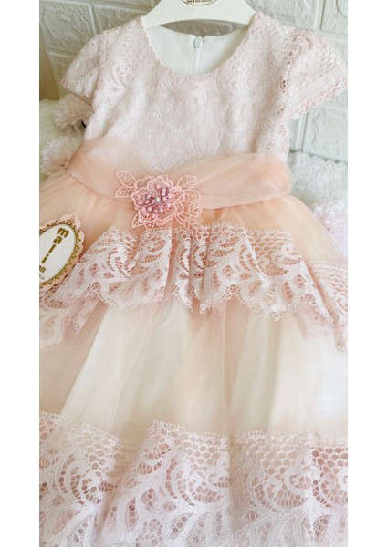 Kız Bebek ve Çocuk Bolerolu 2 Farklı Renkli Kuyruklu ve Aksesuarlı Abiye Elbise