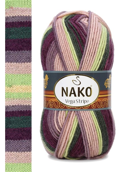 5 Adet Vega Stripe Premium Akrilik El Örgü Ipi Yünü No: 82414 fırsatları