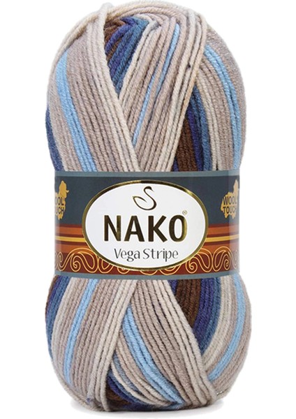 5 Adet Vega Stripe Premium Akrilik El Örgü Ipi Yünü No: 82422 fırsatları