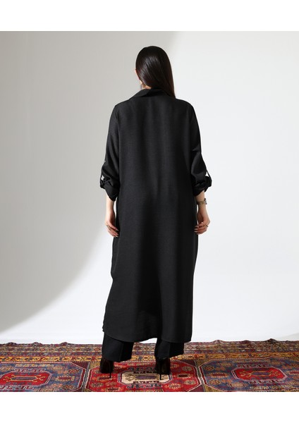 Uzun Sofia Keten Bol Gömlek Takım