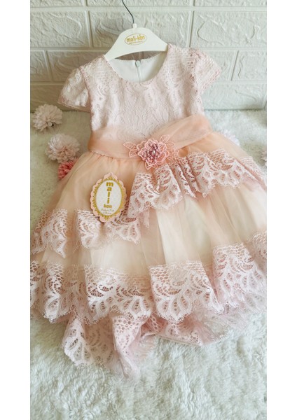 Kız Bebek ve Çocuk Bolerolu 2 Farklı Renkli Kuyruklu ve Aksesuarlı Abiye Elbise