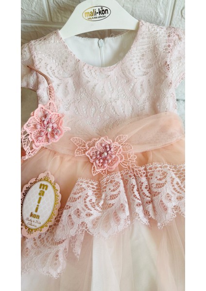 Kız Bebek ve Çocuk Bolerolu 2 Farklı Renkli Kuyruklu ve Aksesuarlı Abiye Elbise