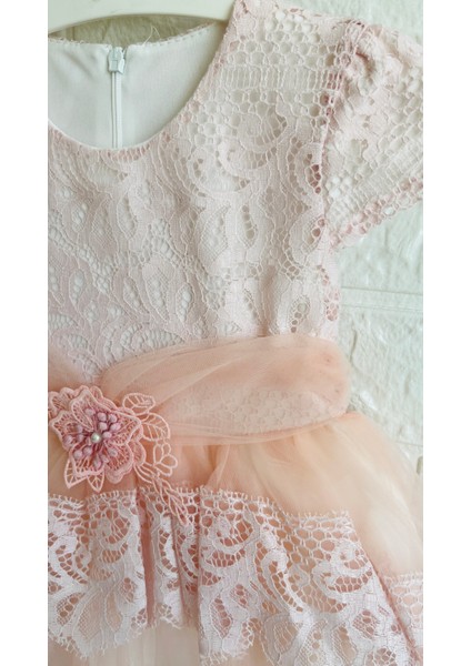 Kız Bebek ve Çocuk Bolerolu 2 Farklı Renkli Kuyruklu ve Aksesuarlı Abiye Elbise