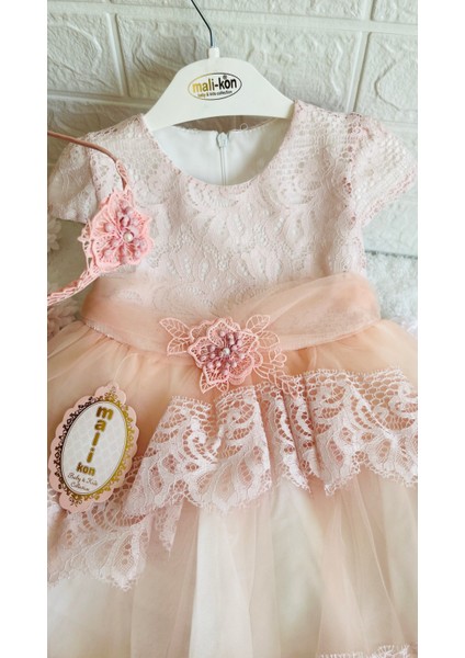 Kız Bebek ve Çocuk Bolerolu 2 Farklı Renkli Kuyruklu ve Aksesuarlı Abiye Elbise