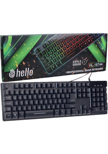 Hello HL-18744 USB Kablolu Metal Kasa Mekanik Hisli Rgb Işıklı Oyuncu Gaming Klavye modelleri