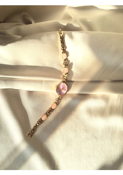 Pembe Taş Detaylı Kadın Kol Saati - 13