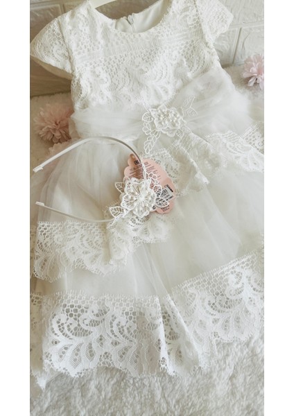 Kız Bebek ve Çocuk Bolerolu 2 Farklı Renkli Kuyruklu ve Aksesuarlı Abiye Elbise