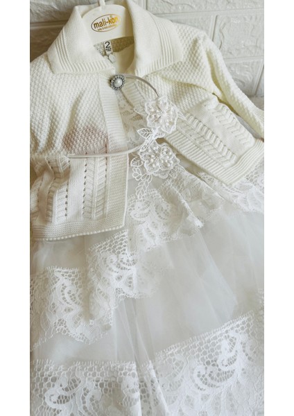 Kız Bebek ve Çocuk Bolerolu 2 Farklı Renkli Kuyruklu ve Aksesuarlı Abiye Elbise