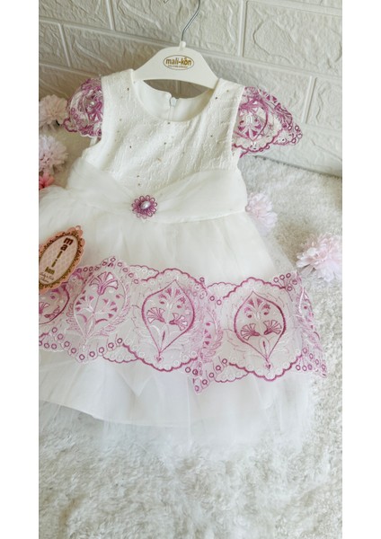 Kız Bebek ve Çocuk Bolerolu 2 Farklı Renkli Kuyruklu ve Aksesuarlı Abiye Elbise modelleri