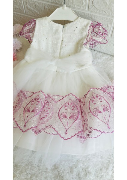 Kız Bebek ve Çocuk Bolerolu 2 Farklı Renkli Kuyruklu ve Aksesuarlı Abiye Elbise