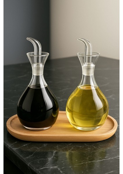 2 Adet Borosilikat Tombul Düz Cam Yağdanlık Yağlık ve Sirkelik Seti 900 ML+900 ml Bambu Standlı fiyatları