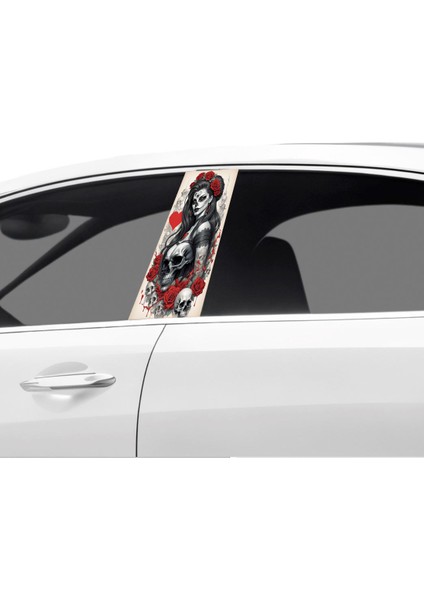 Araç Kapı Direk Kaplama Folyosu Desenli (Sağ Sol Takim) (2 Adet) - 22X50 cm