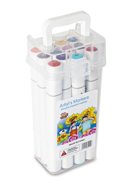 12 Parça Çift Taraflı Marker Boya Kalemi