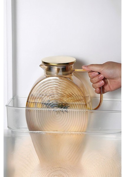 Borosilikat Cam Amber Salyangoz Desenli Cam Demlik & Sürahi 2500 ml