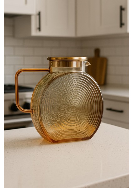 Borosilikat Cam Amber Salyangoz Desenli Cam Demlik & Sürahi 2500 ml modelleri