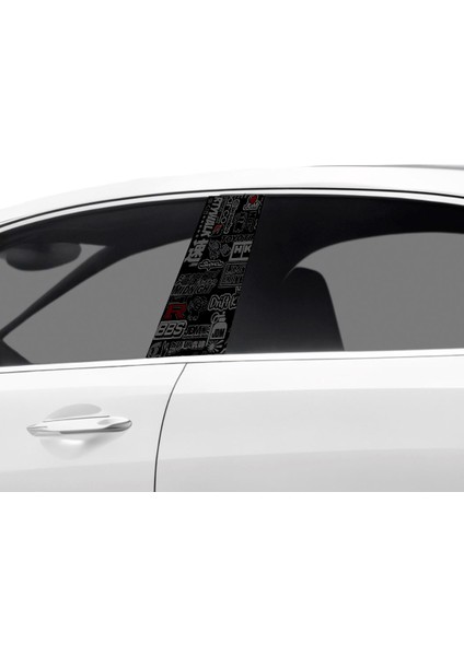 Araç Kapı Direk Kaplama Folyosu Jdm Desenli (Sağ Sol Takim) (2 Adet) - 22X50 cm