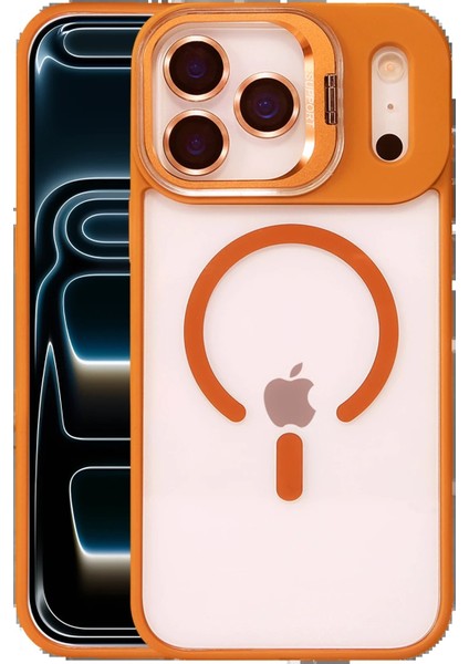 CPT83 Apple iPhone 17 Pro Remim Lensli Magsafe Standlı Kapak - Turuncu fırsatları