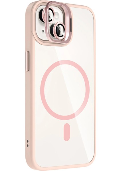 CPT16 Apple iPhone 15 Plus Remim Lensli Magsafe Standlı Kapak - Pembe fiyatları