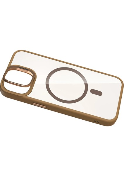 CPT16 Apple iPhone 11 Remim Lensli Magsafe Standlı Kapak - Kahverengi indirimleri