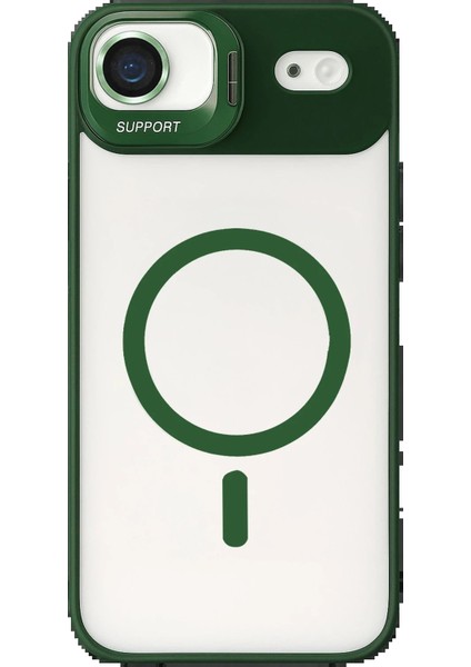 CPT16 Apple iPhone 17 Air Remim Lensli Magsafe Standlı Kapak - Koyu Yeşil fiyatları