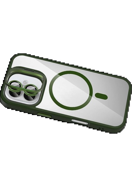 CPT16 Apple iPhone 16 Remim Lensli Magsafe Standlı Kapak - Koyu Yeşil fırsatları