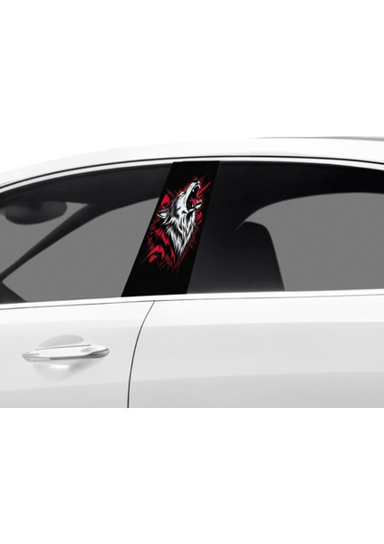 Araç Kapı Direk Kaplama Folyosu Kurt Desenli (Sağ Sol Takim) (2 Adet) - 22X50 cm