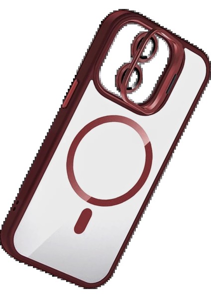CPT16 Apple iPhone 11 Remim Lensli Magsafe Standlı Kapak - Bordo fiyatları