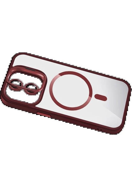 CPT16 Apple iPhone 11 Remim Lensli Magsafe Standlı Kapak - Bordo modelleri