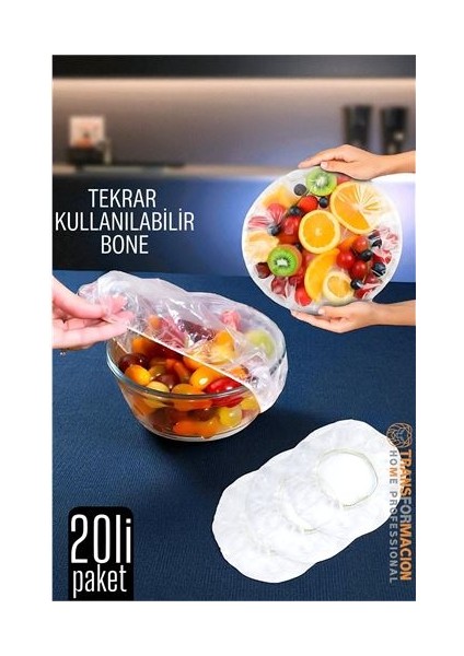 Modacar Esnek Kase Bonesi – 20 Adet, 25 Cm’e Kadar Uyumlu, Tekrar Kullanılabilir Tabak Bone