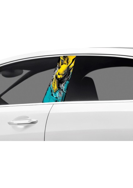 Araç Kapı Direk Kaplama Folyosu Pikachu Desenli (Sağ Sol Takim) (2 Adet) - 22X50 cm