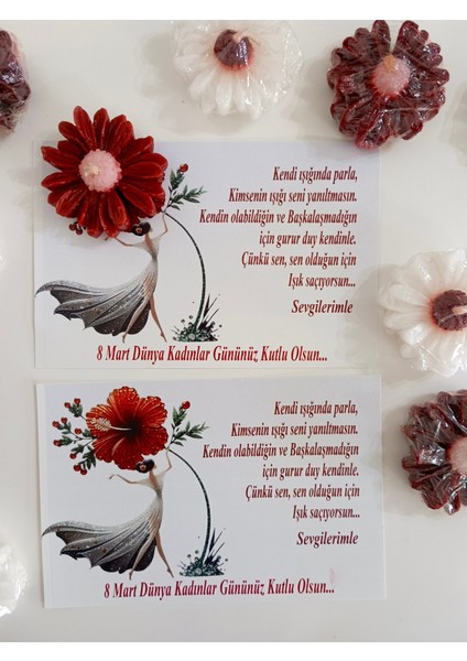 8 Mart Dünya Kadınlar Günü Hediyelik Papatya Mum (5 Adet)