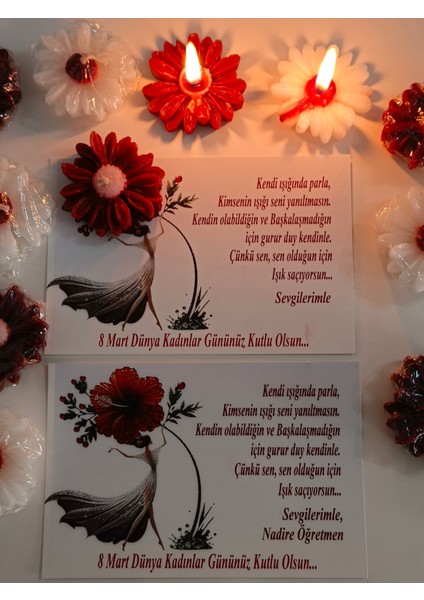 8 Mart Dünya Kadınlar Günü Hediyelik Papatya Mum (5 Adet) modelleri