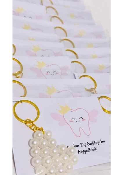 Incili Kalpli Hediyelik Anahtarlık Diş Buğdayı /6 Ay Kına Hatırası 15 Adet fiyatları